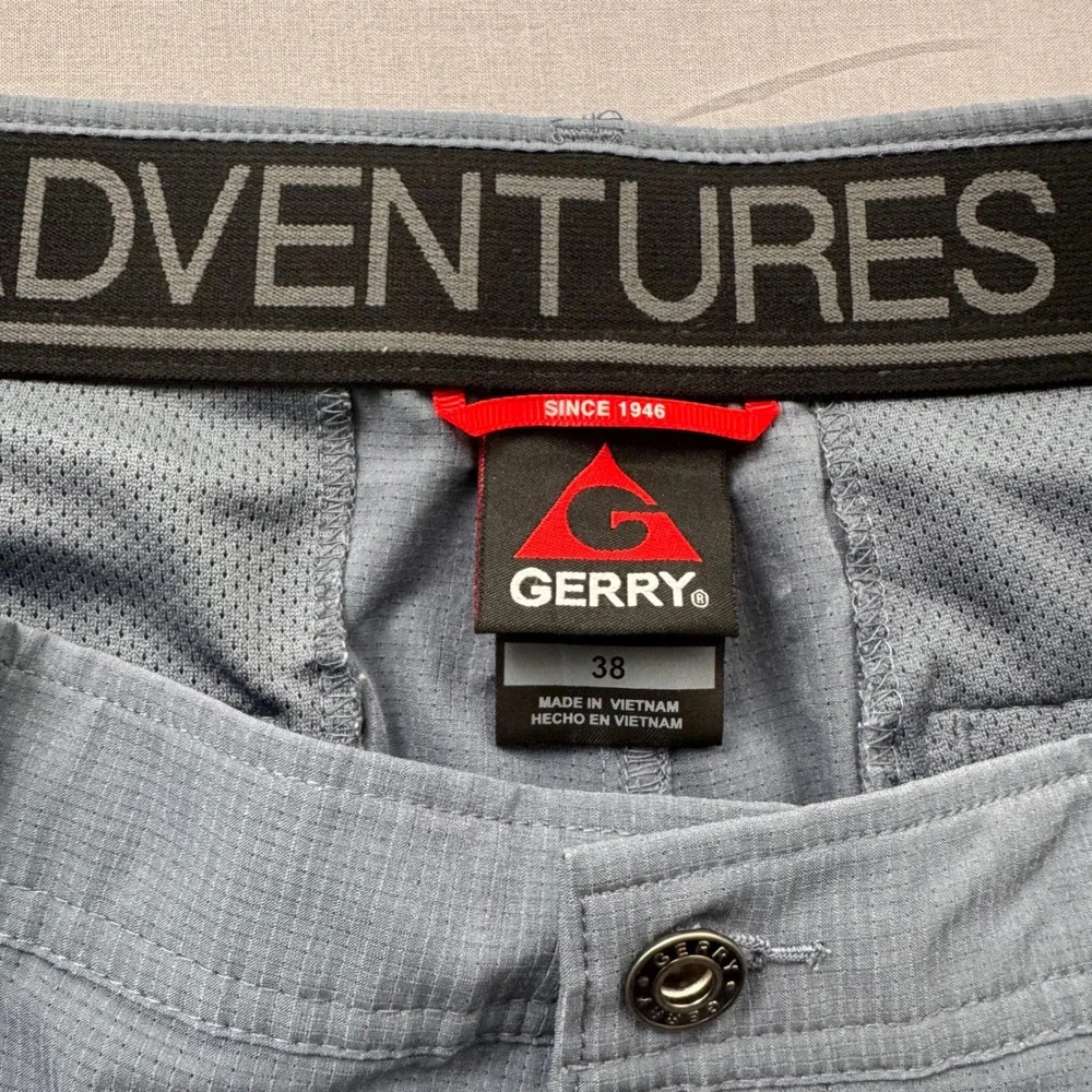 Gerry Adventures Mens 38‎ Blue Gray Hiking Shorts Ripstop Performance Outdoor